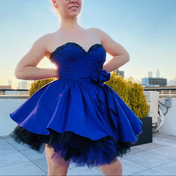 Corset Crystal Chameleon Silk Tutu Standing A-Line Princess Strapless Mini Dress - Picture 14 of 17